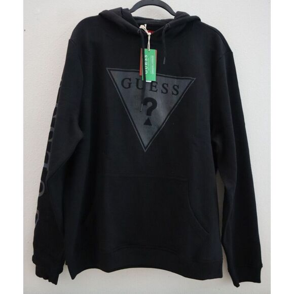 Guess Los Angeles X2RQ07K9JY2 Men's Sz Large Black Trent Logo Hoodie - Picture 1 of 10